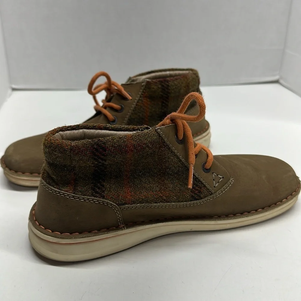 Birkenstock Memphis High Chukka Ankle Boots Harris Tweed Plaid Tan Brown Size 8